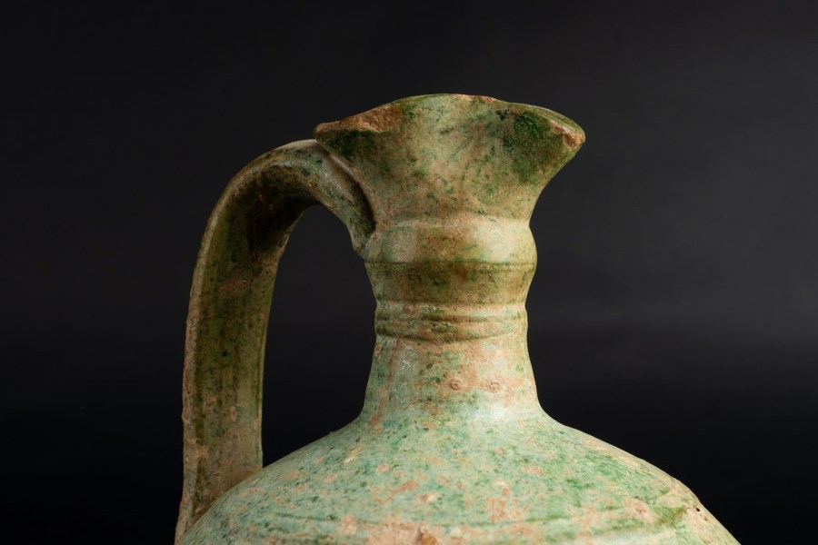 A Kashan Turquoise Glazed Pottery Jug Persia 12th Century Arte Islamica