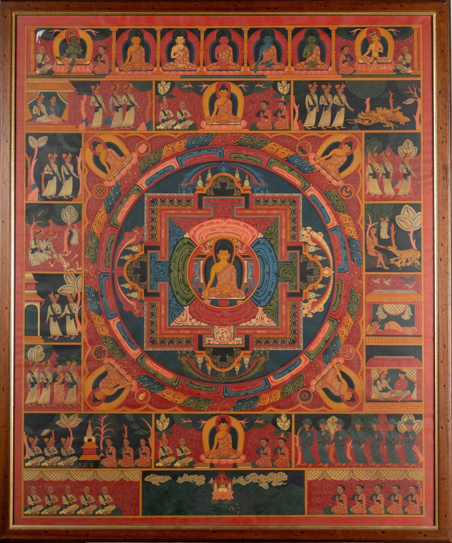 A thangka depicting mandala devoted to Buddha Sakyamuni 
Nepal, 20th century  (Arte Himalayana )