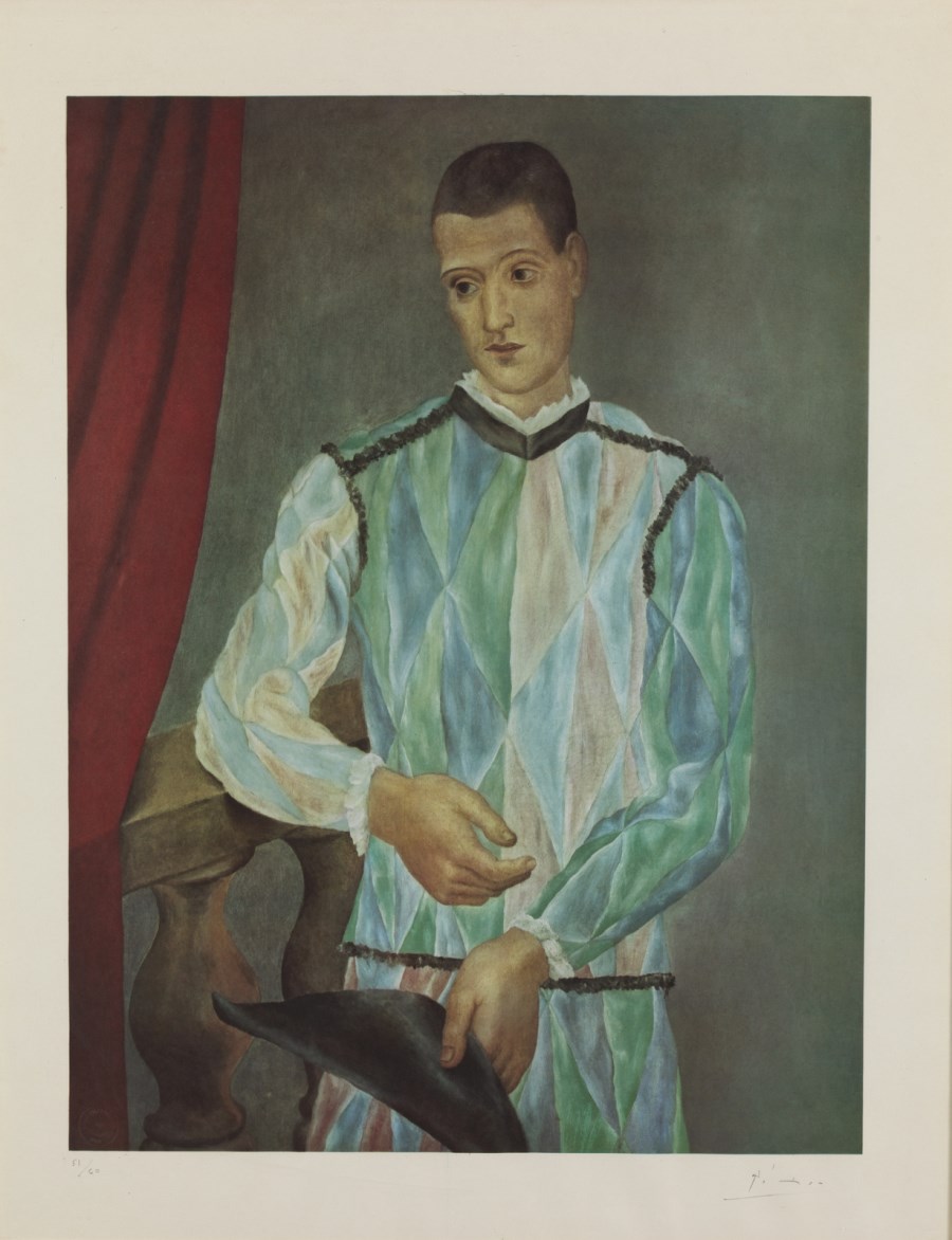 Harlequin (from the Barcelona Suite). (Pablo Picasso)