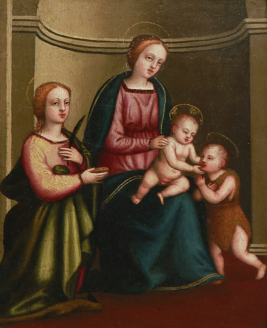 Madonna with Child, Saint John Baptiste and Saint Lucia.  ( Artista Del XVI Secolo)