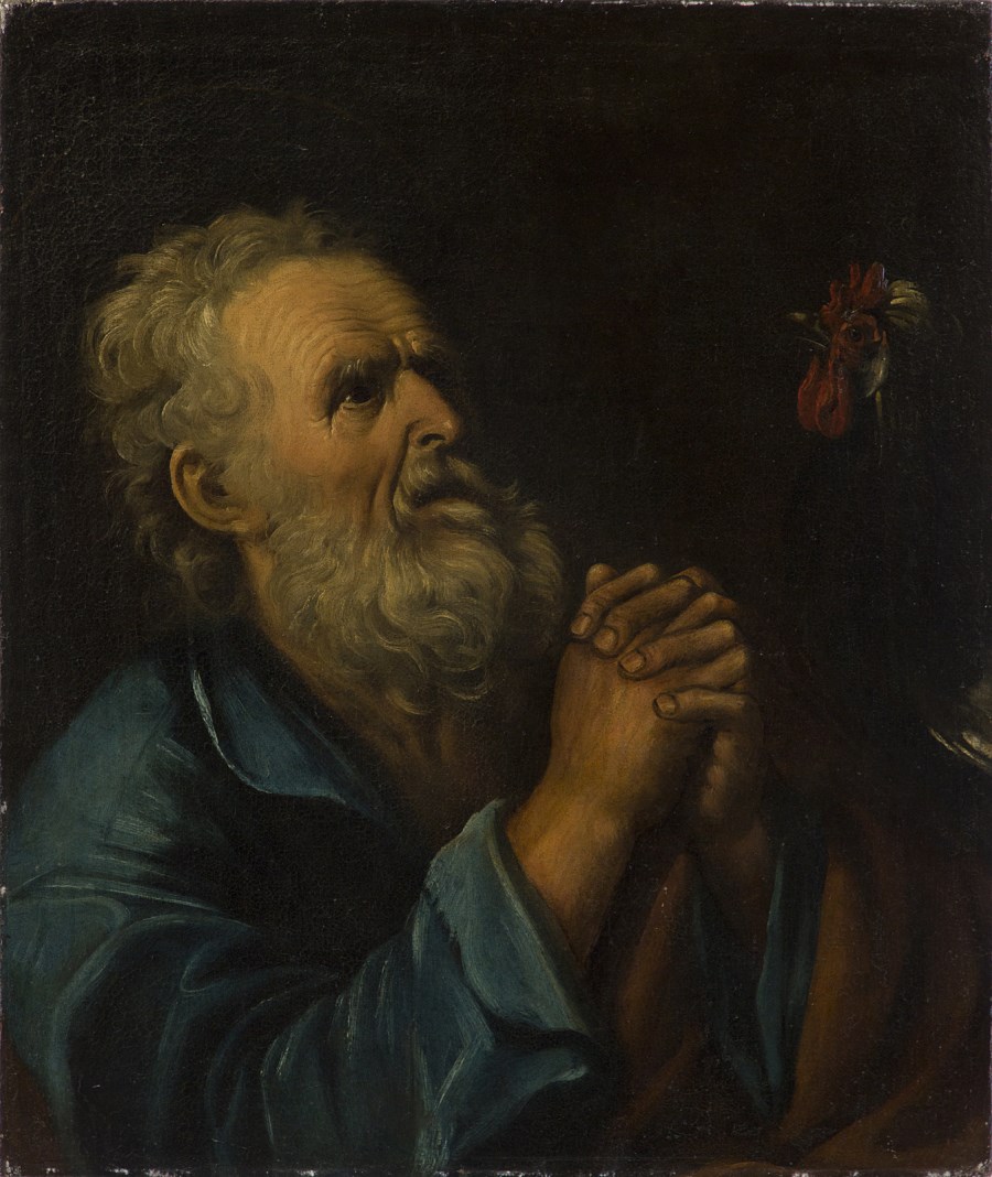 San Pietro e il gallo. ( Artista Napoletano Del XVII Secolo)