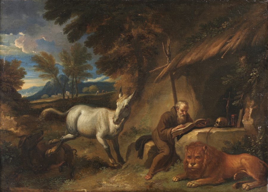 San Gerolamo e il leone.  (Pieter Mulier Detto Cavalier Tempesta)