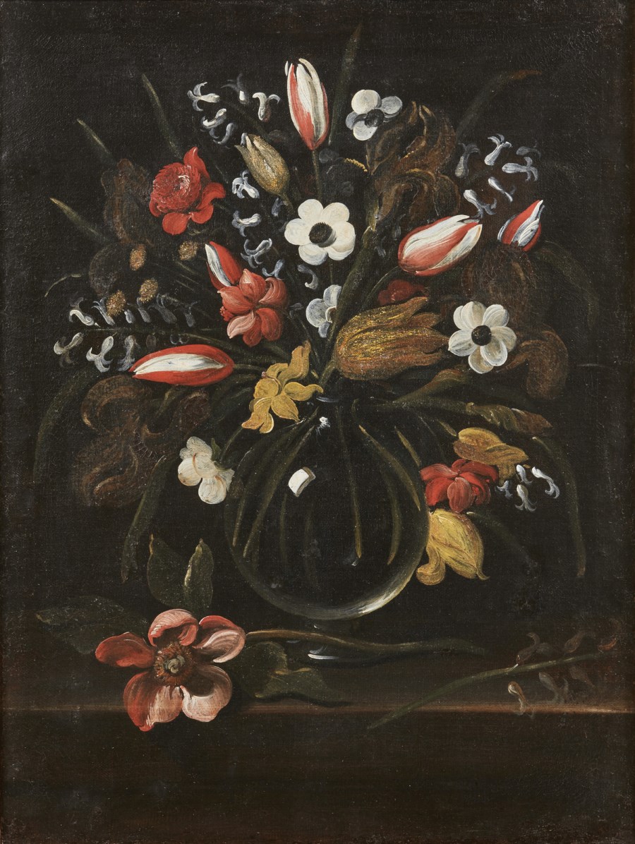 Natura morta di fiori. ( Artista Napoletano Del XVII Secolo)