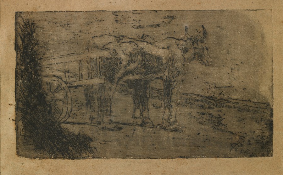 Landscape with oxen and cart. (Giovanni Fattori)