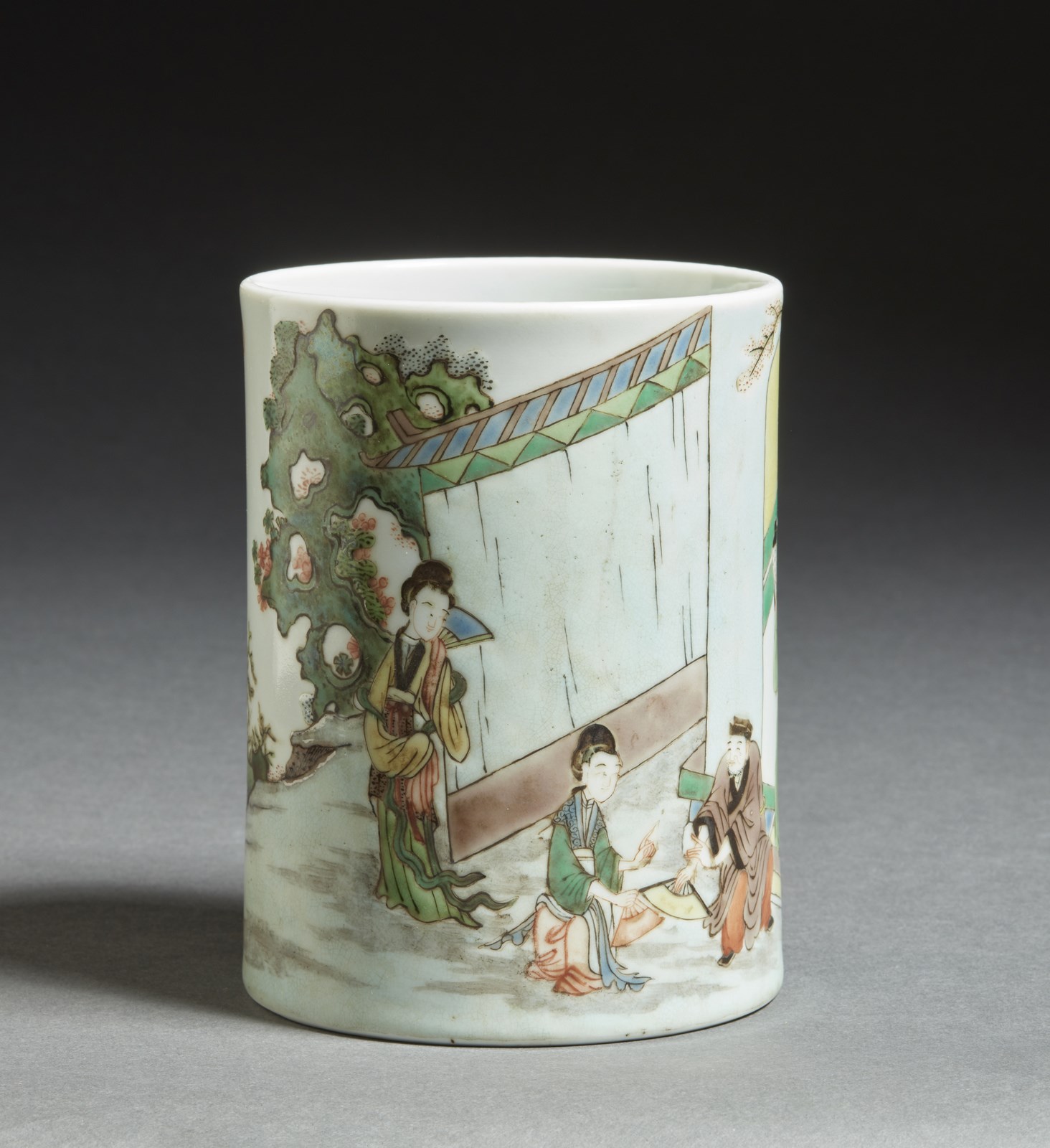 A Famille Verte Brush pot