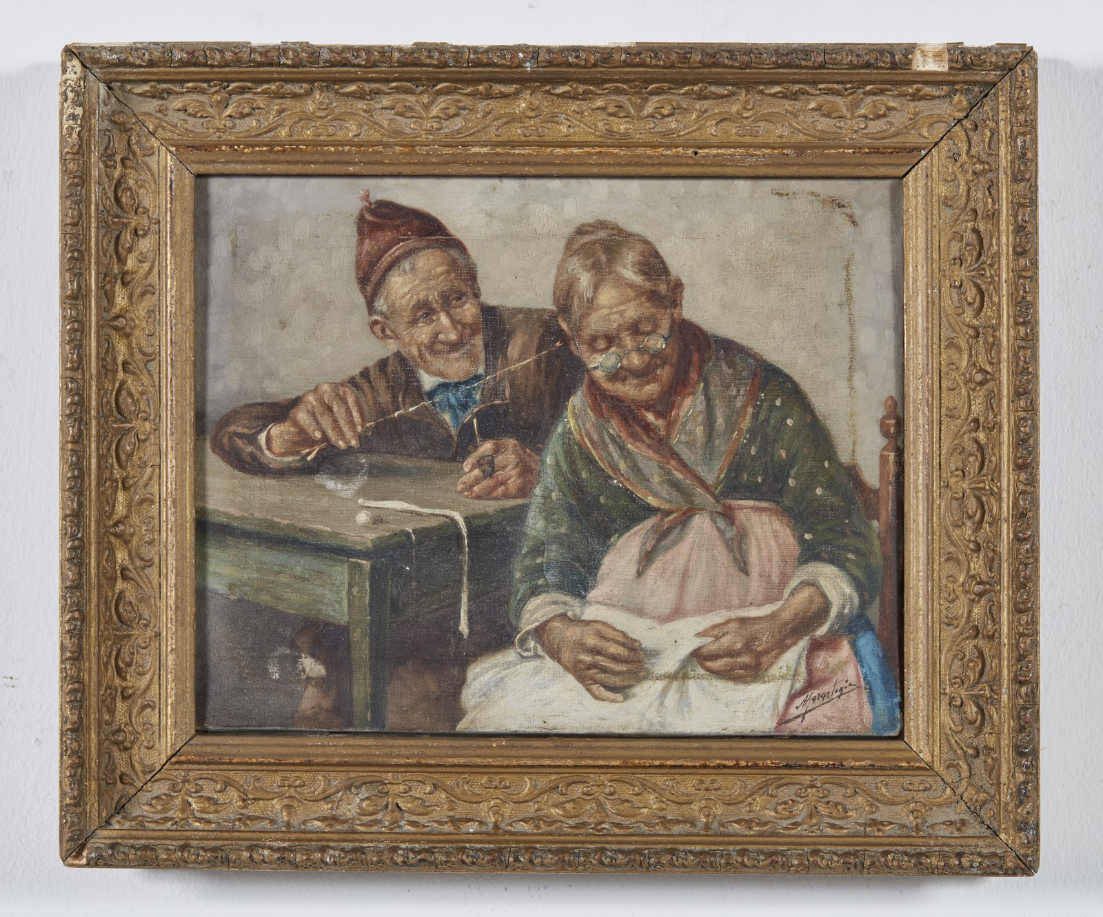 Elderly couple in interior. | Marantonio (XIX-XX Secolo) Filippo