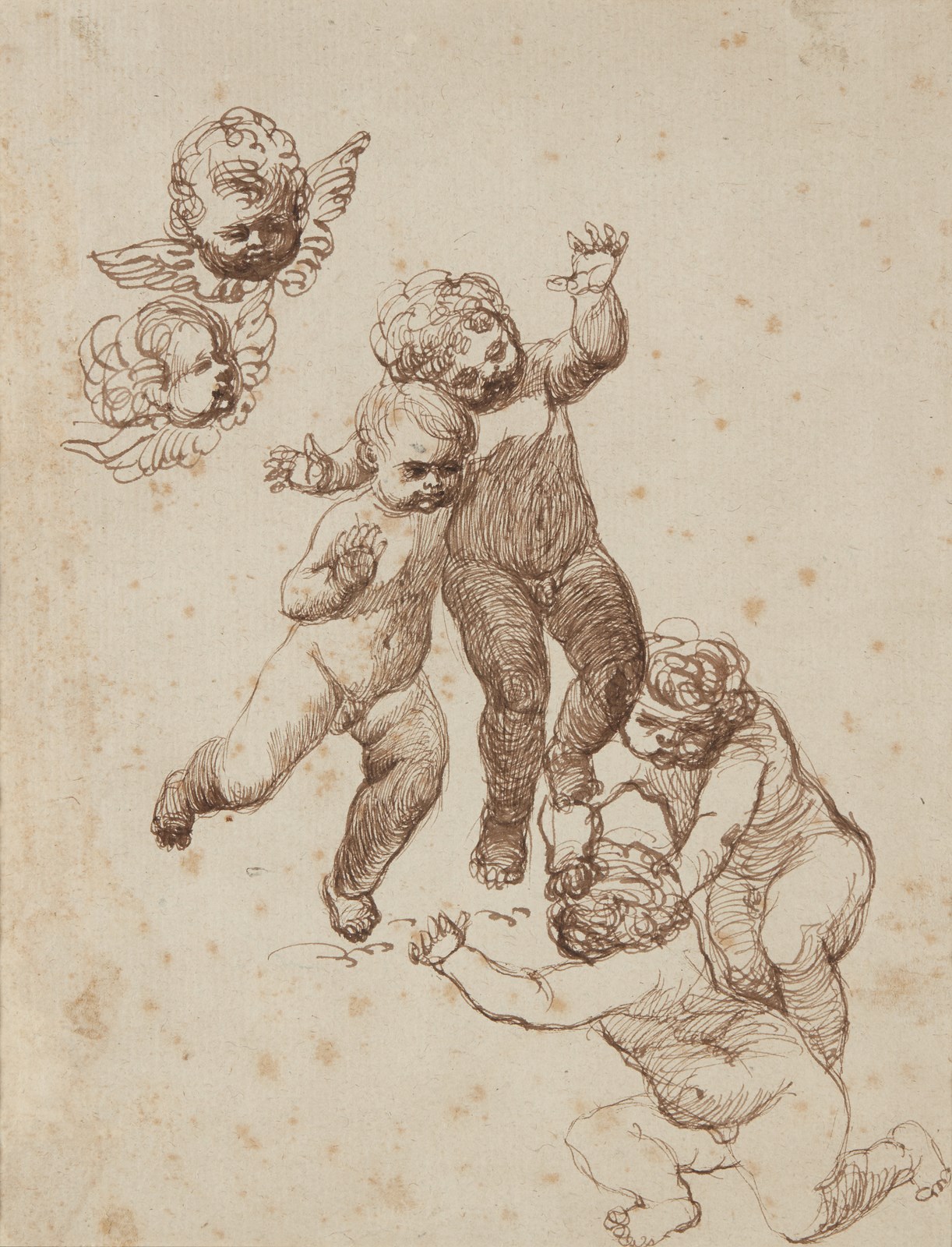 Circle of. A sketch of putti (Giovanni Francesco Barbieri, Il Guercino (1591-1666) )