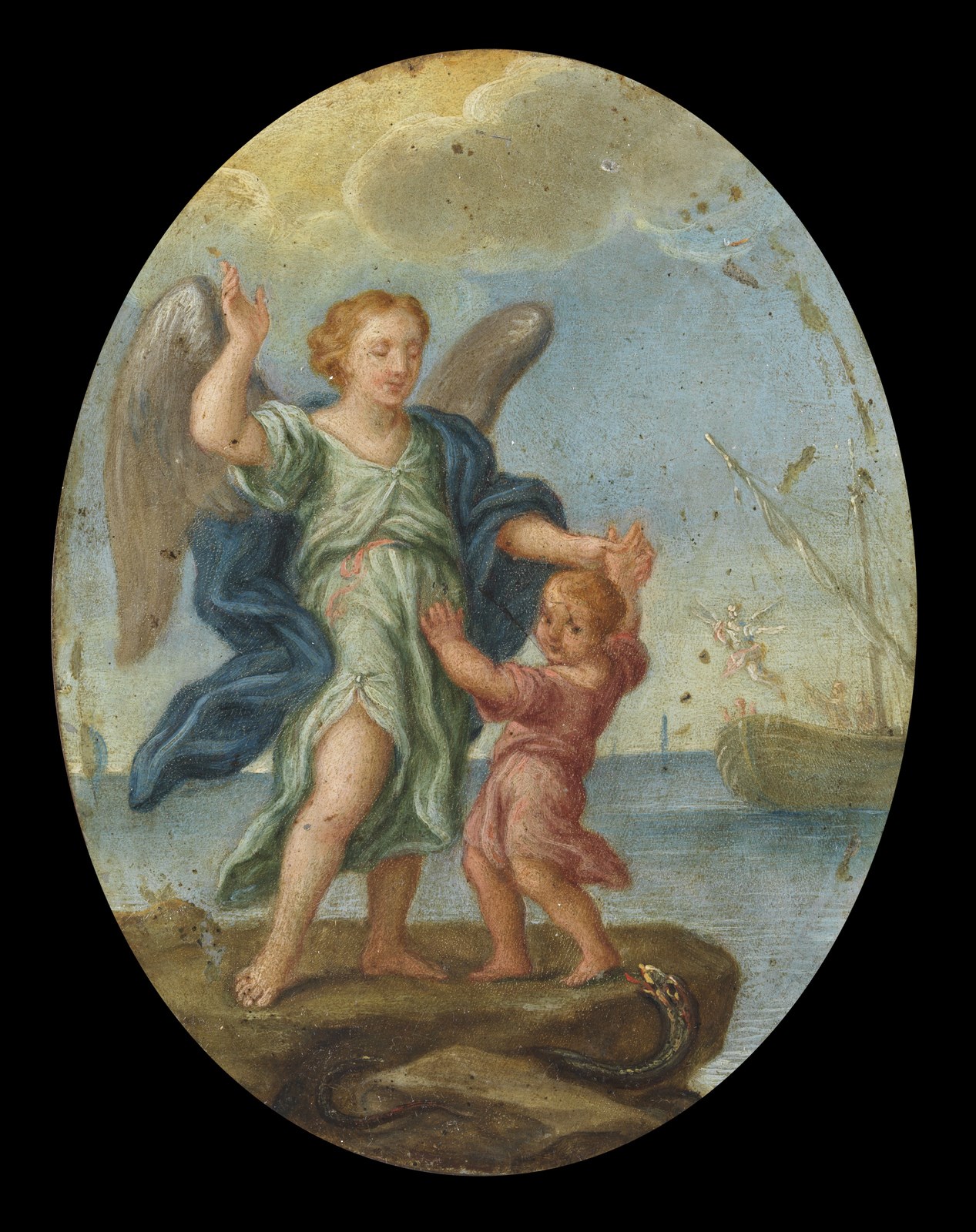 Tobiolo e l'angelo ( Artista Del XVII Secolo)