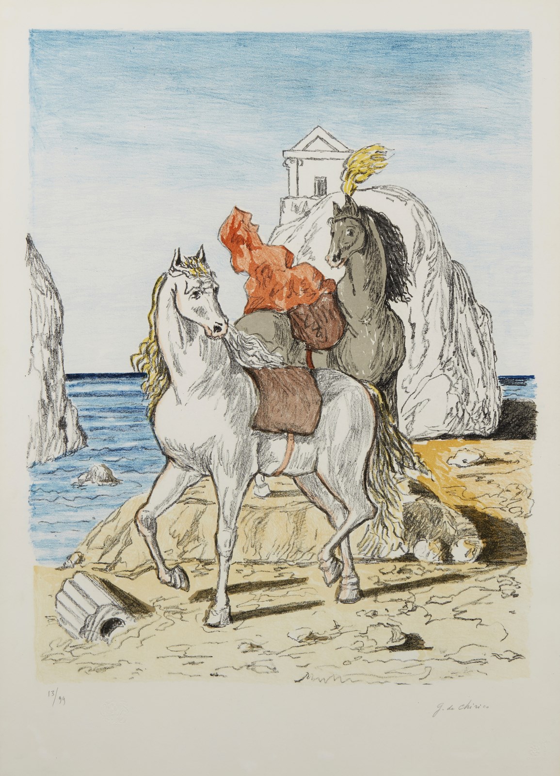 Cavalli su una spiaggia antica. (Giorgio De Chirico)