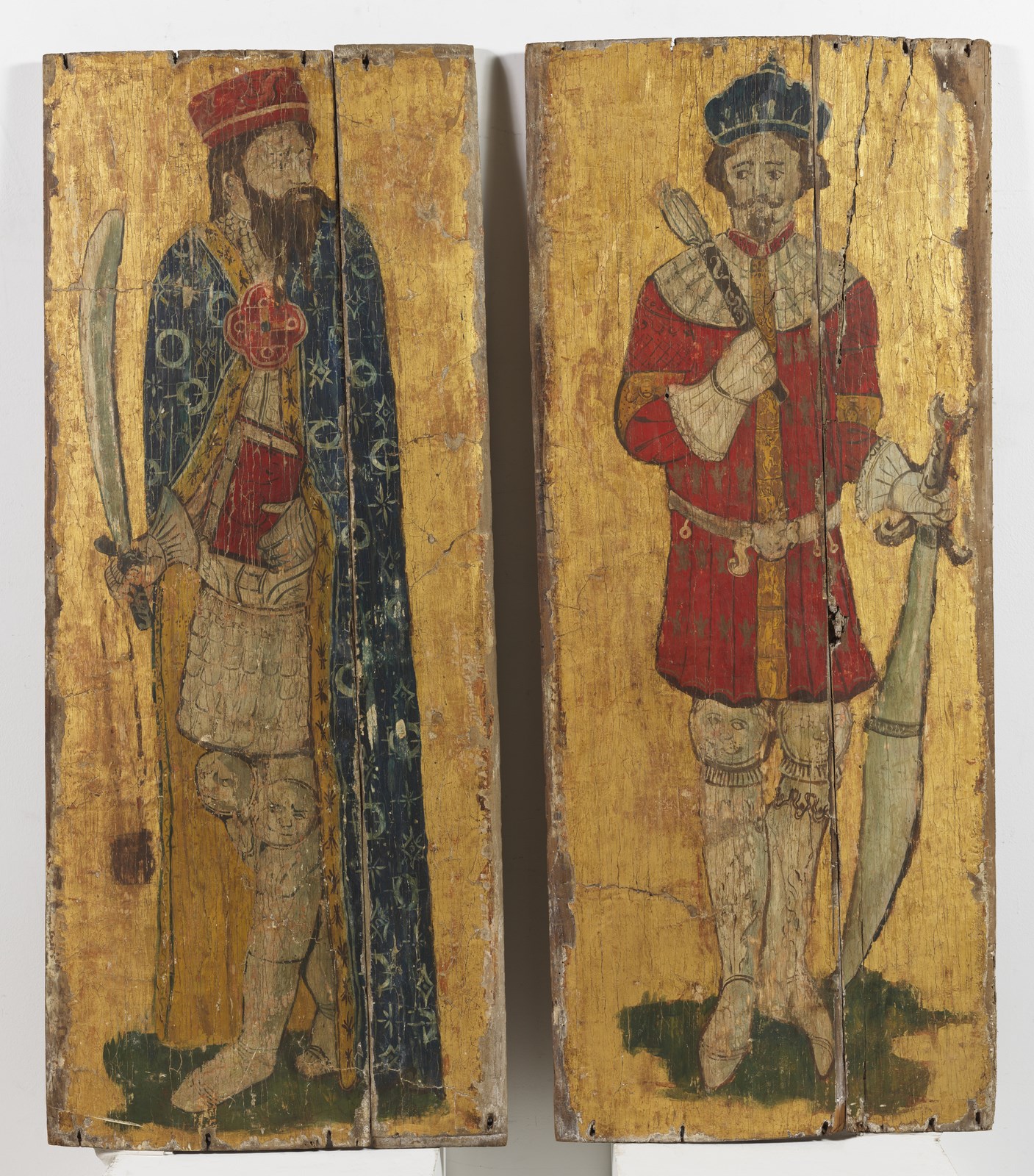 Coppia di dipinti raffiguranti guerrieri.  ( Artista Austriaco Del XVII Secolo)
