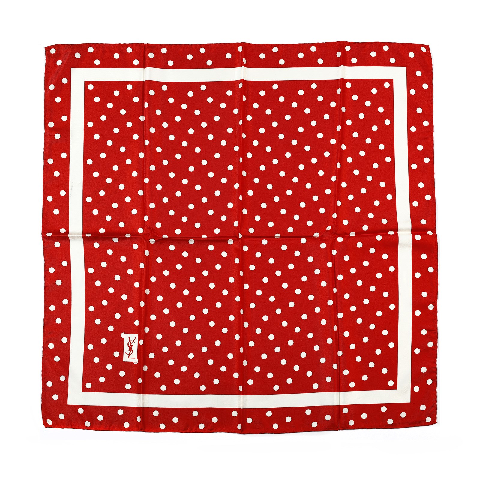 Polka dots red silk scarf. (Yves Saint Laurent)