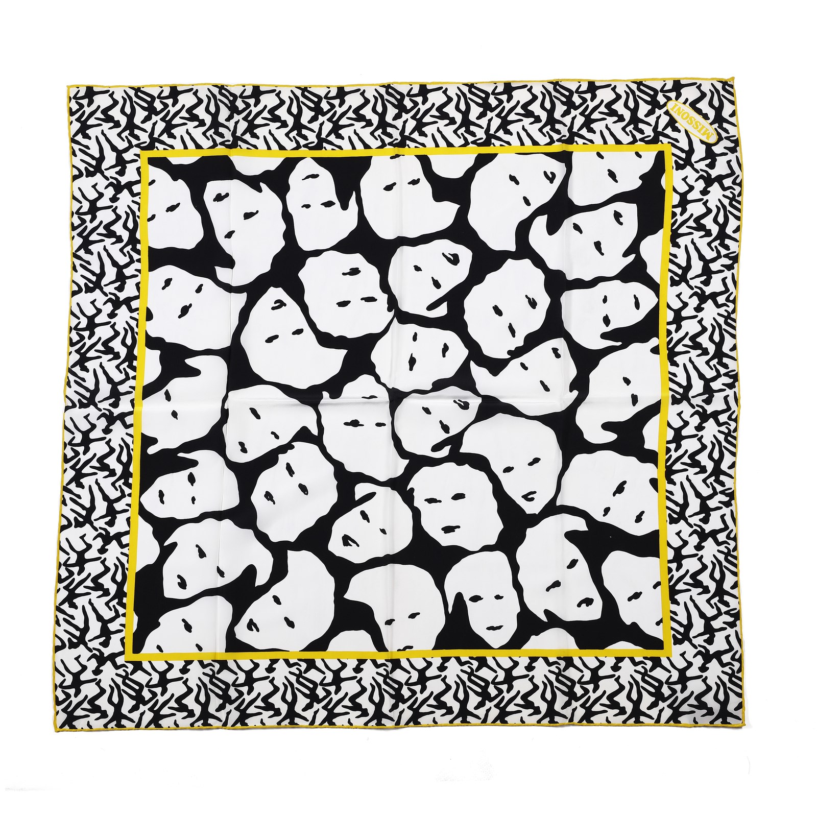 Black silk scarf with faces. (Missoni )