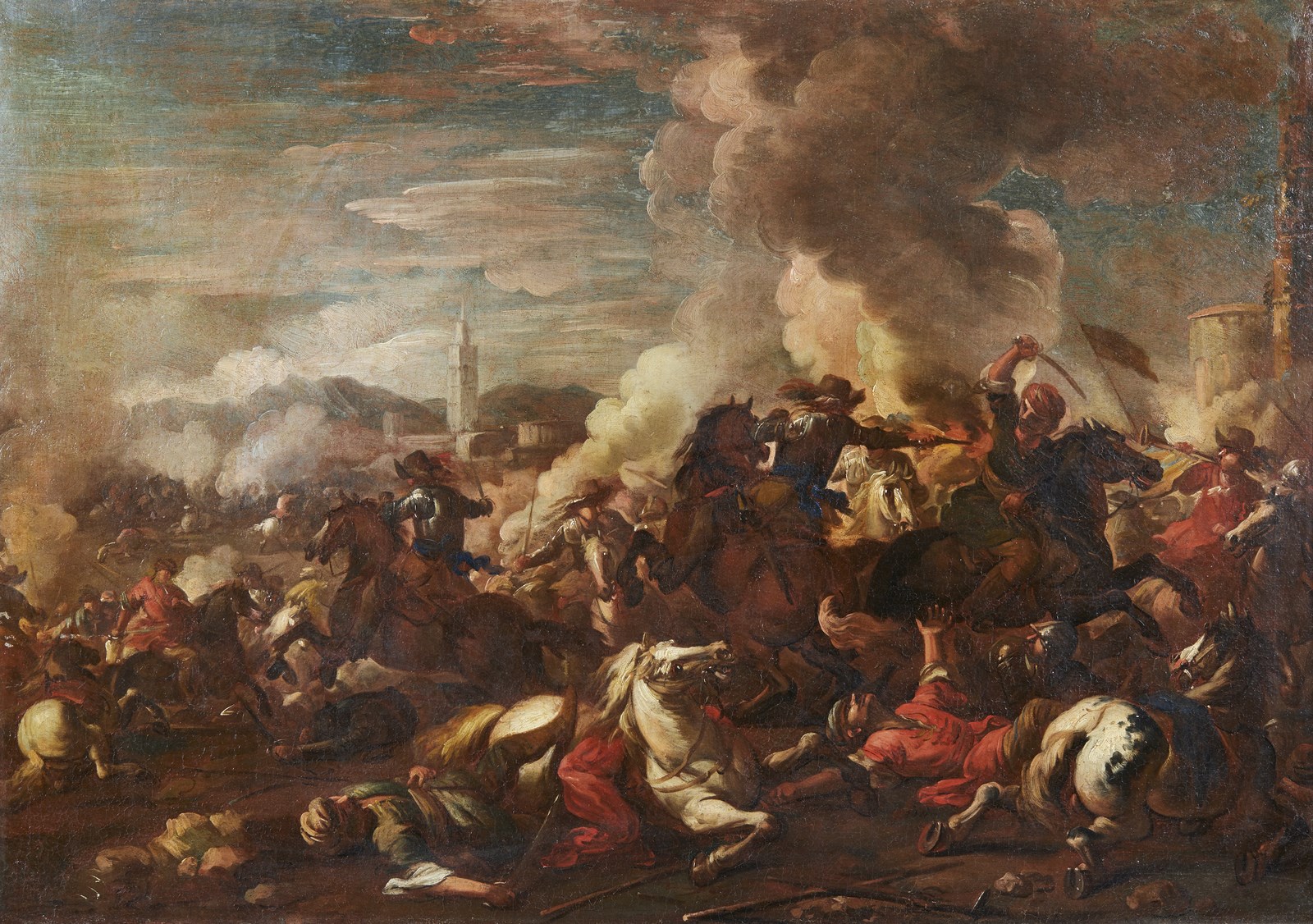 Battaglia tra cavalieri turchi e cristiani (Francesco  Monti Detto Il Brescianino Delle Battaglie)