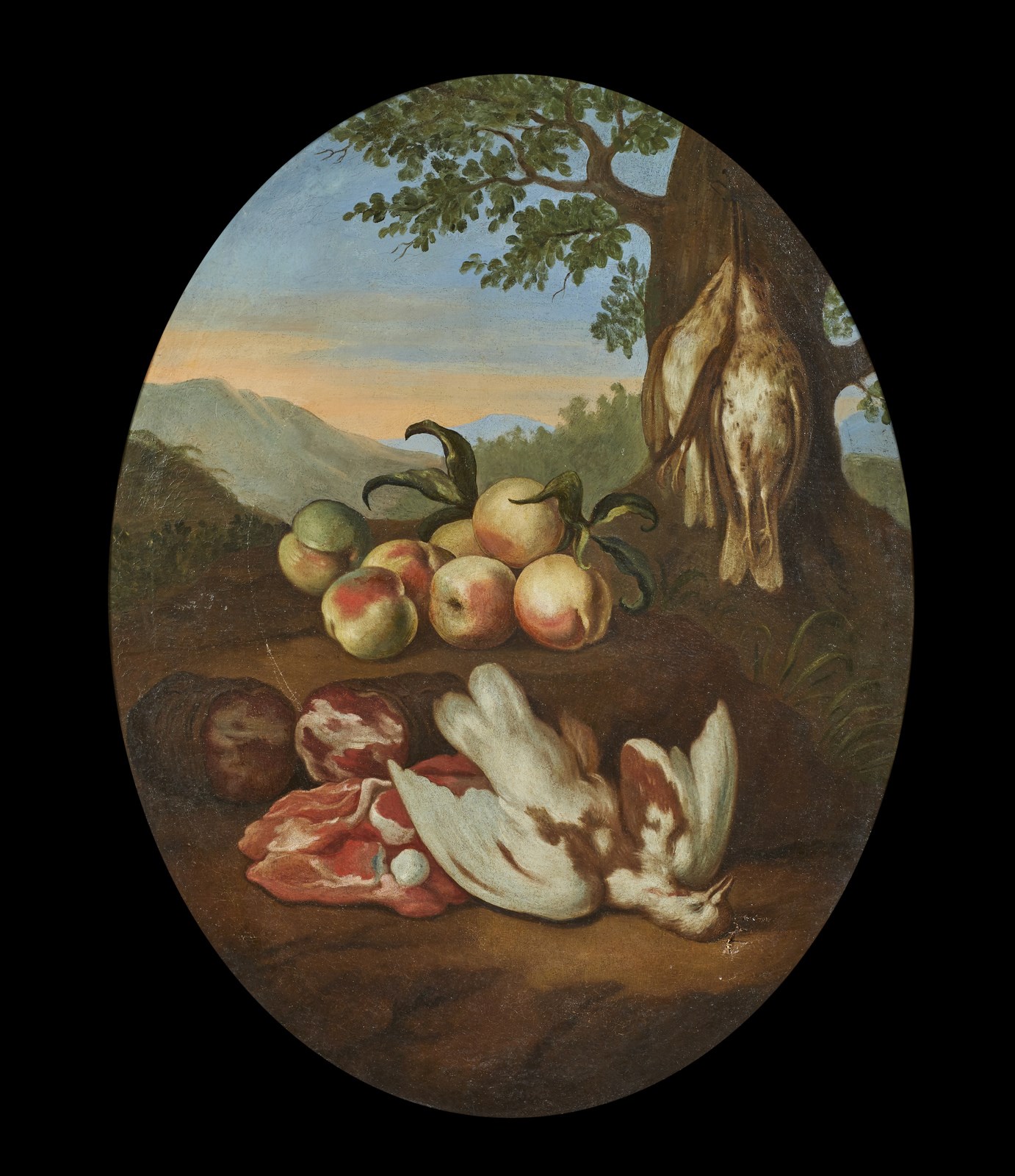 Still life with game, peaches and meat (Giovanni Agostino Cassana)