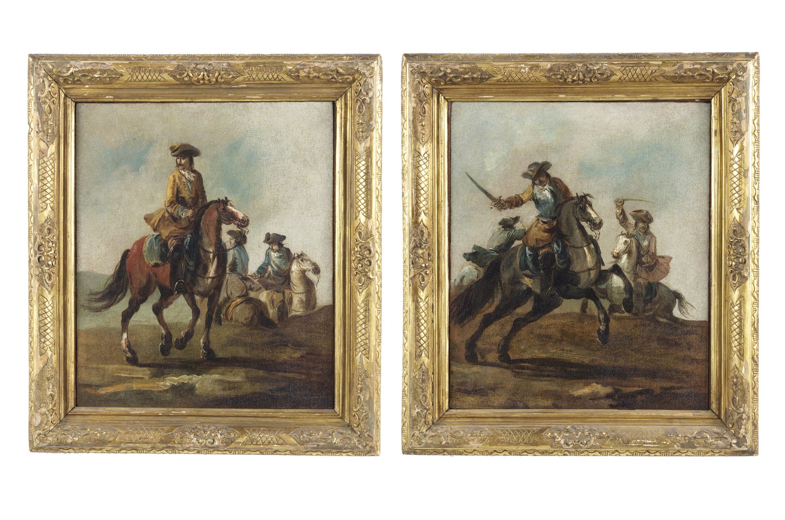 Coppia di dipinti raffiguranti cavalieri (Giuseppe Zais )