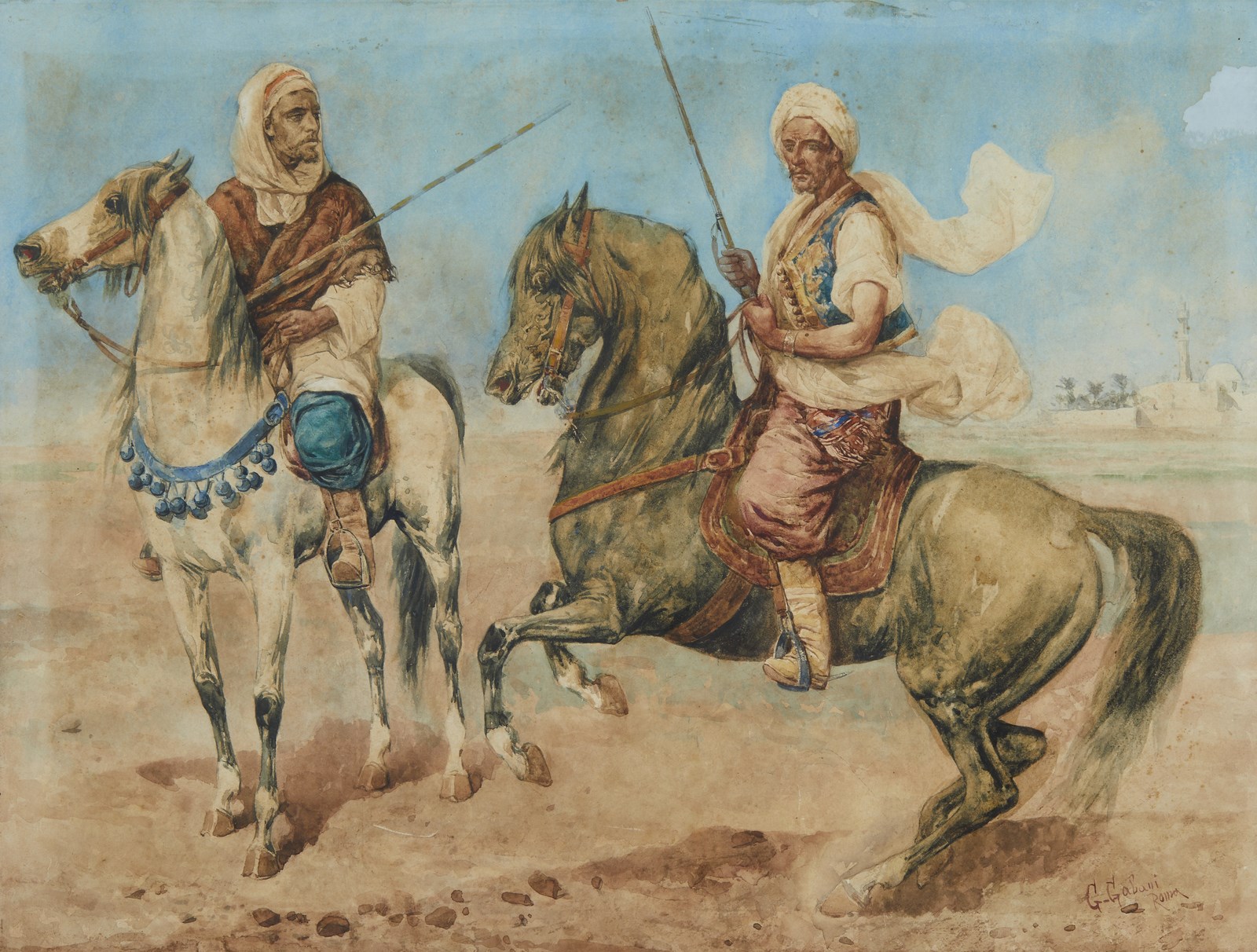 Two Arab horsemen (Giuseppe Gabani)