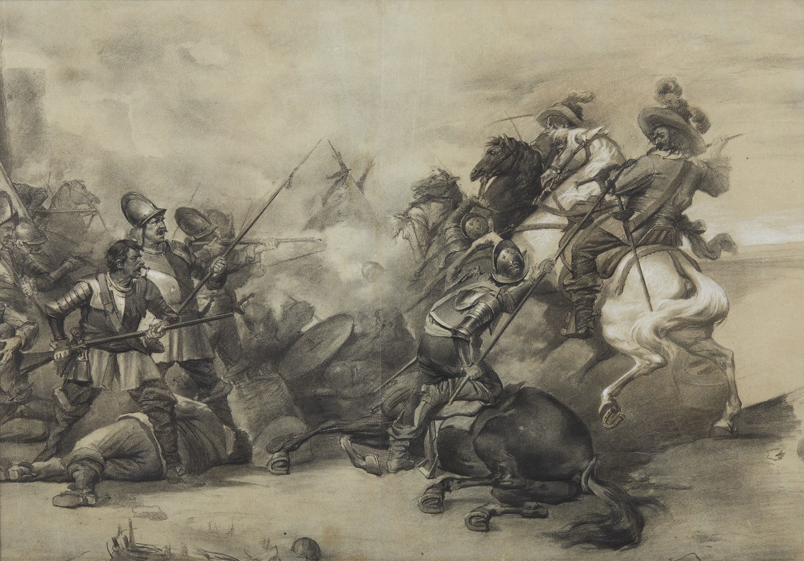 Scena di battaglia della Guerra dei Trent'anni ( Artista Del XIX Secolo)