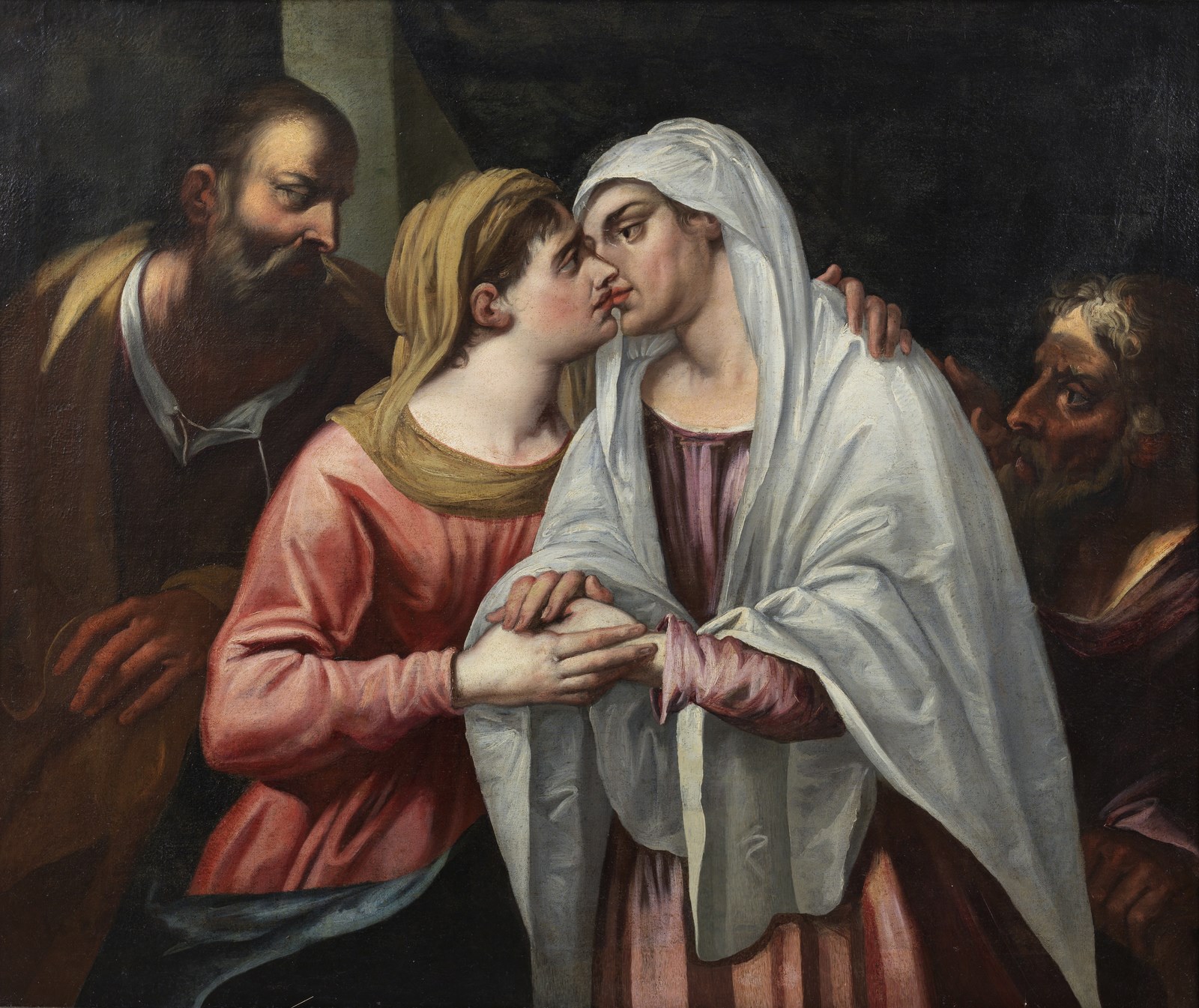 Visitazione di SS.Maria a S.Elisabetta, con i Santi Giuseppe e Zaccaria. ( Artista Nordeuropeo Del XVI Secolo)