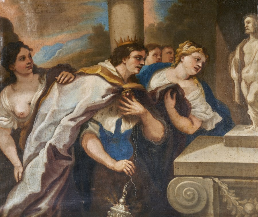 Salomone che adora gli idoli ( Artista Napoletano Del XVII Secolo)