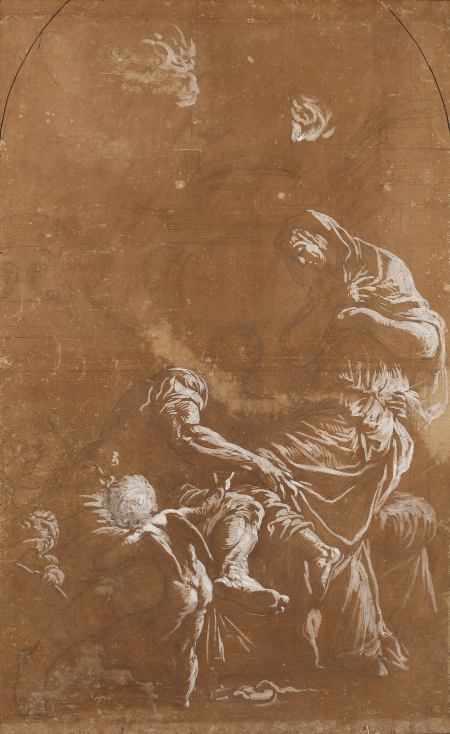 Enea cerca di trattenere Creusa durante l'incendio di Troia ( Artista Del XVIII Secolo)