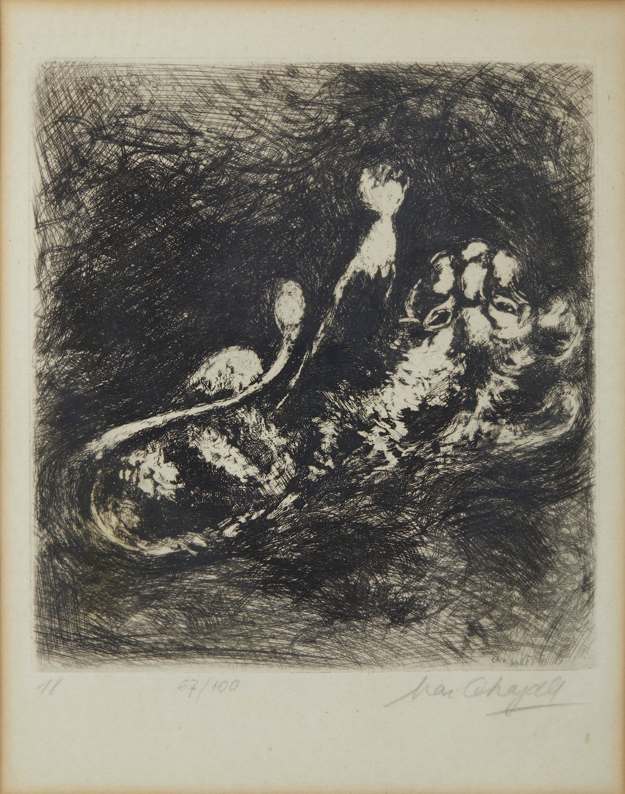 Fables de la Fontaine series: Le lion et le moucheron. (Marc Chagall)