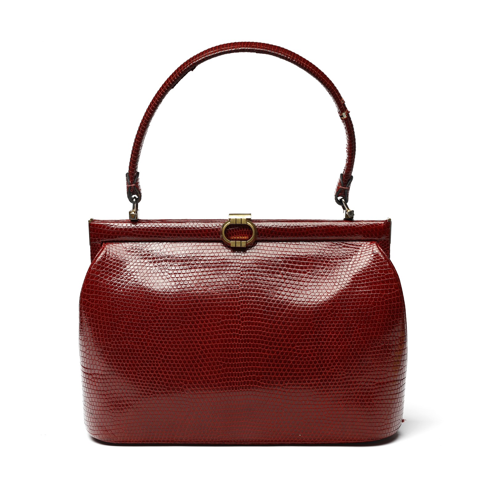 Burgundy lizard handbag. (Gucci )