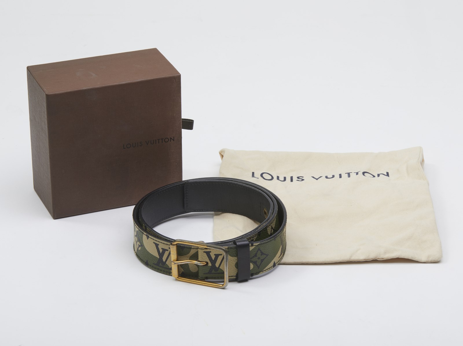 Limited Edition Louis Vuitton x Takashi Murakami Monogramouflage Green Belt