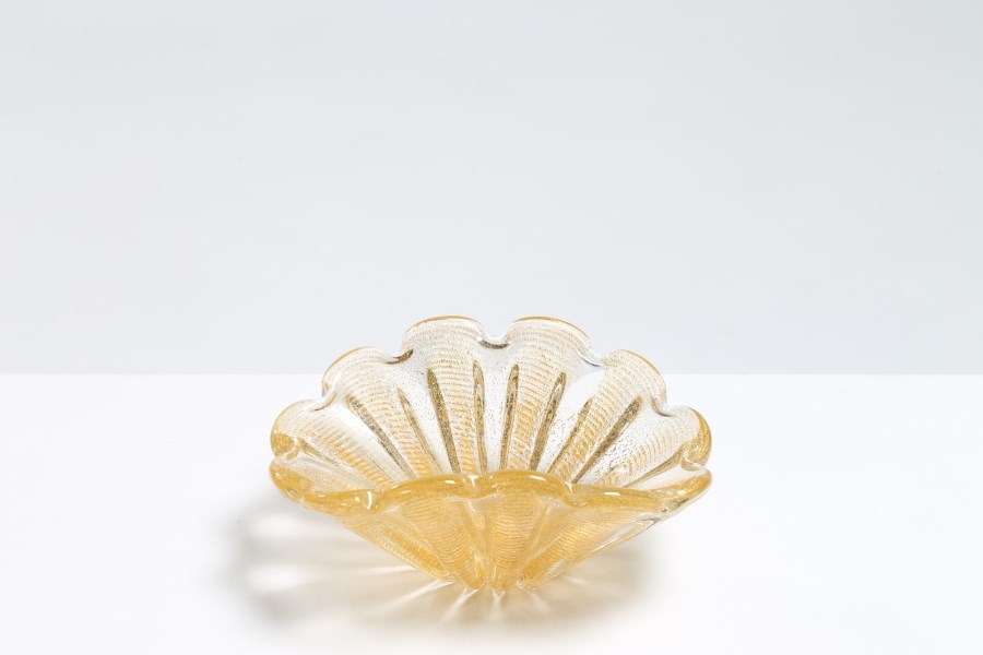 Centrotavola in cristallo cordonato oro per Barovier  e Toso anni ''60 (Ercole Barovier)