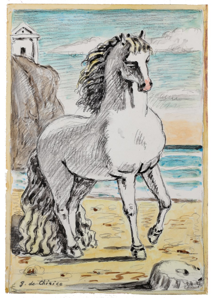 Cavallo in riva al mare.  (Giorgio De Chirico)