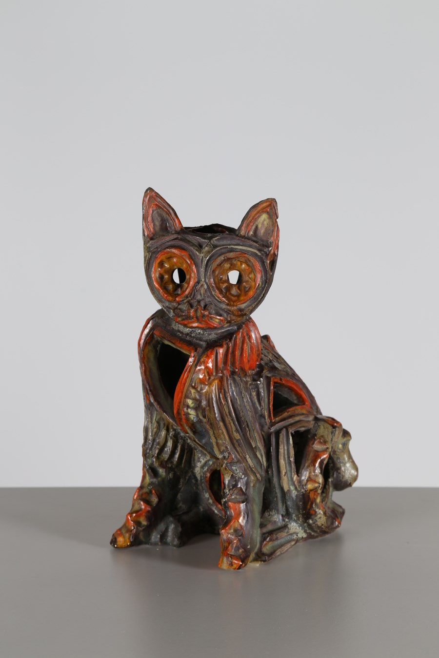 Gatto in ceramica policroma, anni 50 (Marcello Fantoni)